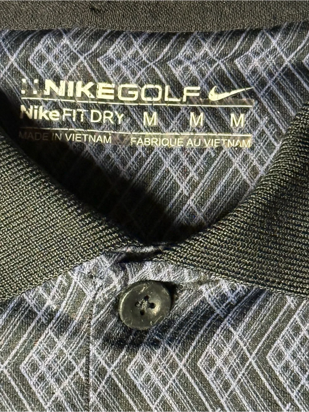 Nike Golf Dri-Fit Polo Shirt Men’s Medium Gray Geometric Print Stretch